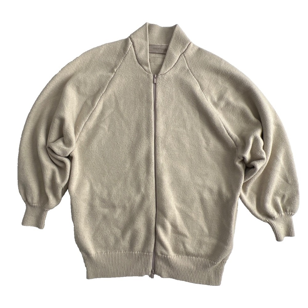 Fear of God Essentials Cardigan Womens XS Beige Zip Up Minimal Logo Cozy - Picture 2 of 13